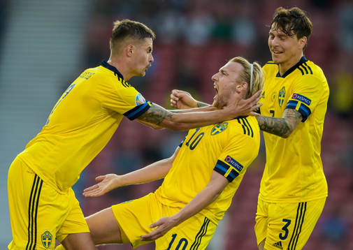 Mikael Lustig, Emil Forsberg and Victor Nilsson Lindelöf