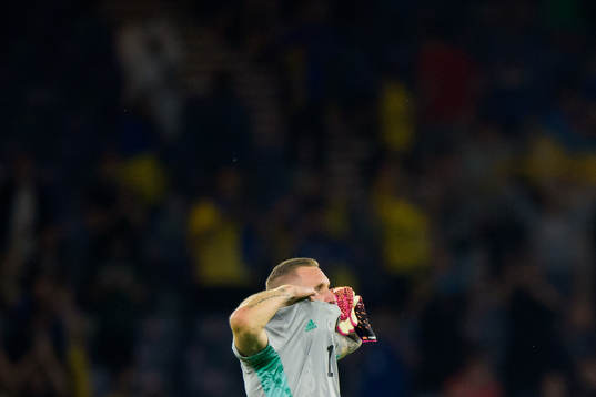 Goalkeeper Robin Olsen of Sweden looks dejected