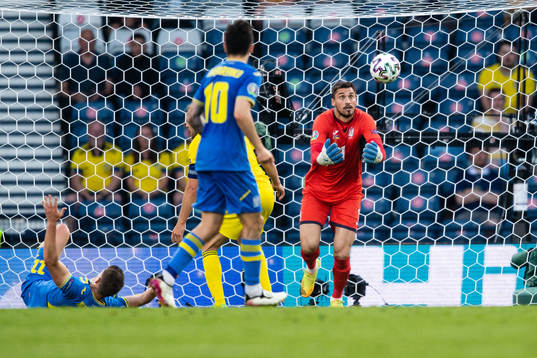 Goalkeeper Georgiy Bushchan of Ukraine