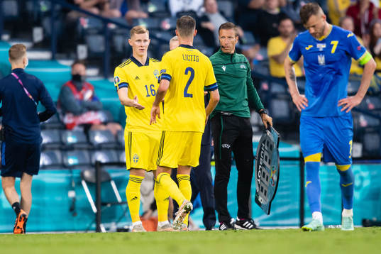 Emil Krafth and Mikael Lustig of Sweden
