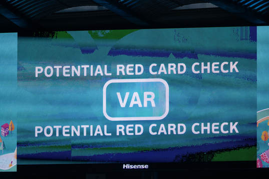 Sign with the text ”Red Card check by VAR”