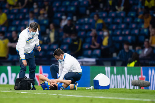 Artem Besedin of Ukraine in pain