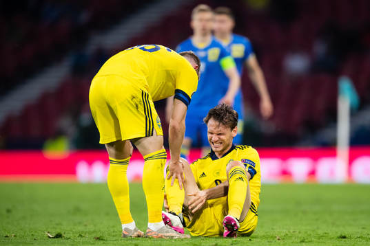 Albin Ekdal of Sweden in pain