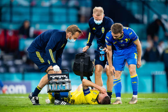 Marcus Berg of Sweden in pain