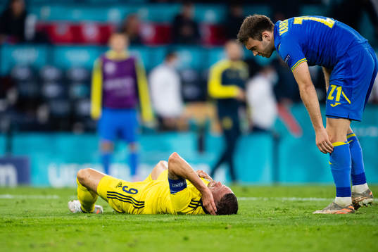 Marcus Berg of Sweden in pain