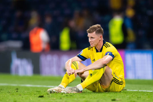 Emil Krafth of Sweden looks dejected