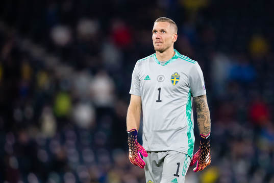 Goalkeeper Robin Olsen of Sweden looks dejected