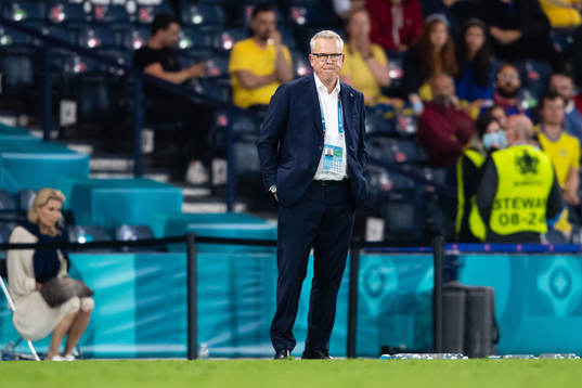 Head coach Janne Andersson of Sweden looks dejected
