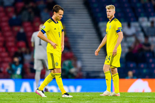 Albin Ekdal of Sweden looks dejected