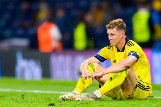 Emil Krafth of Sweden looks dejected