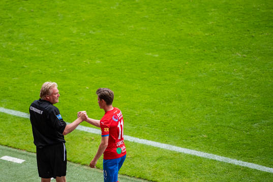 Helsingborgs tränare Jörgen Lennartsson och Max Svensson
