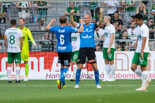 Halmstads Joel Allansson och Andreas Johansson jublar