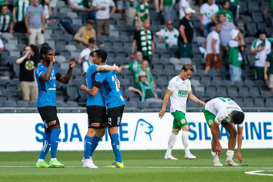 Halmstads Amir Al-Ammari och Marcus Antonsson jublar