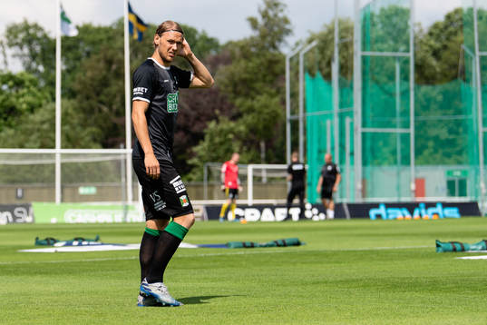 Varbergs Hampus Zachrisson före fotbollsmatchen i