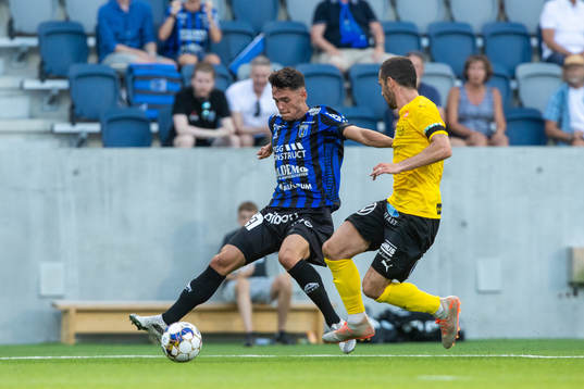 Sirius Laurent Shabani och Mjällbys Kadir Hodzic