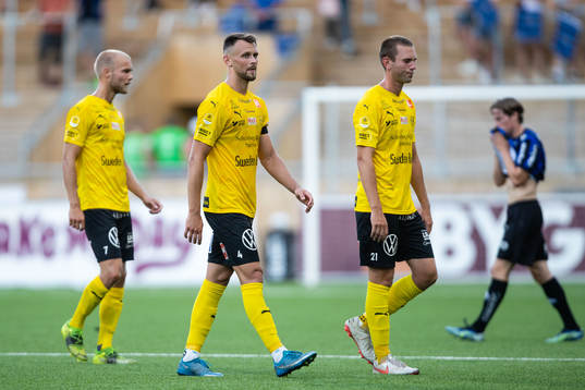Mjällbys Viktor Gustafson, Max Watson och Adam Petersson