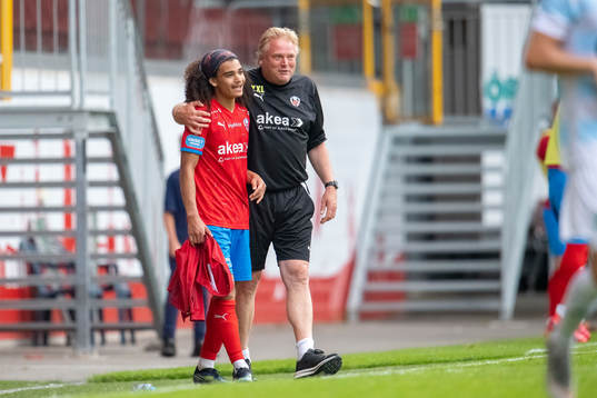 Helsingborgs Adam Kaied och tränare Jörgen Lennartsson
