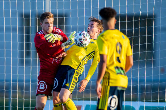 Ängelholms målvakt Robin Streifert och Jacob Olsson
