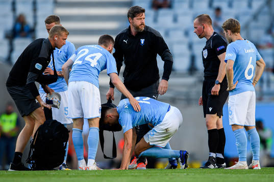 Anel Ahmedhodzic of Malmö FF in pain