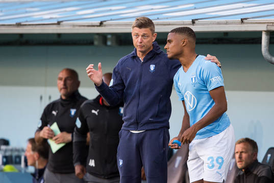 Jon Dahl Tomasson, head coach and Amin Sarr of Malmö FF