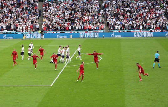 Mikkel Damsgaard of Denmark scores the 0-1 goal