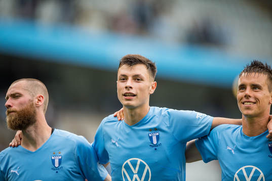 Malmö FFs Jo Inge Berget, Anel Ahmedhodzic och Jonas