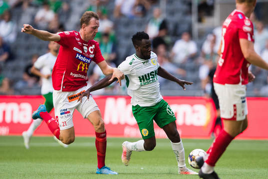 Degerfors Adam Carlén och Hammarbys David Accam