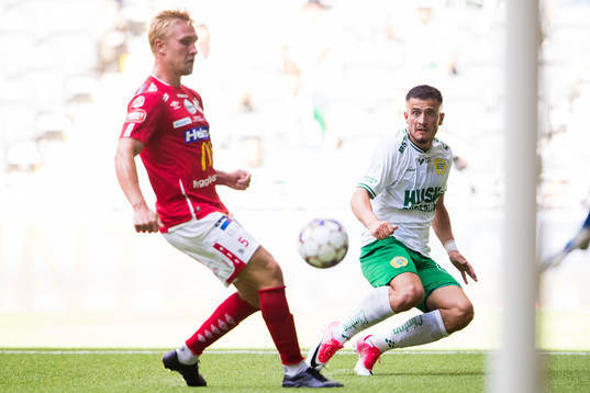 Degerfors Oliver Ekroth och Hammarbys Astrit Selmani