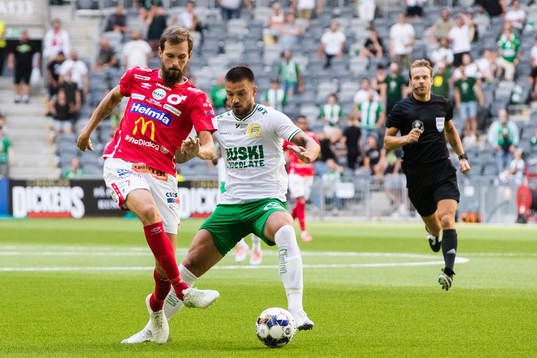 Degerfors Sebastian Olsson och Hammarbys Vladimir Rodic