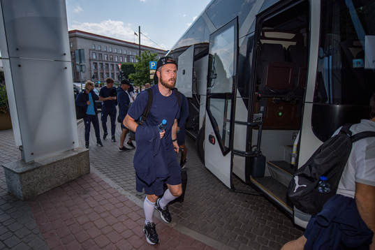 Lasse Nielsen of Malmö FF arrives at the hotel