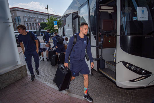 Veljko Birmancevic of Malmö FF arrives at the hotel