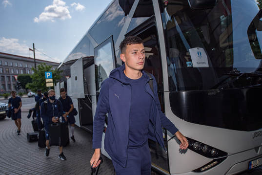 Anel Ahmedhodzic of Malmö FF arrives at the hotel