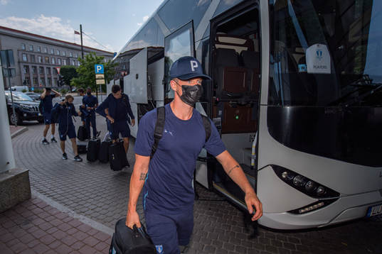 Eric Larsson of Malmö FF arrives at the hotel