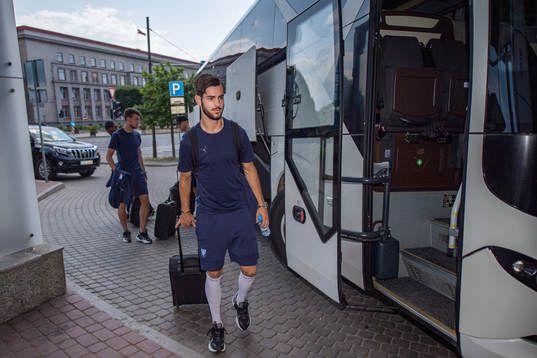 Adi Nalic of Malmö FF arrives at the hotel