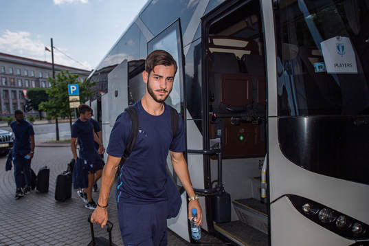 Adi Nalic of Malmö FF arrives at the hotel