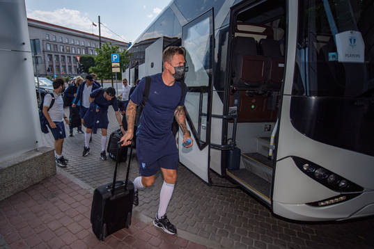 Goalkeeper Johan Dahlin of Malmö FF arrives at the hotel