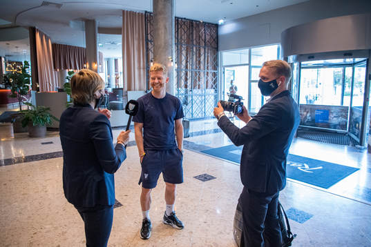 Anders Christiansen of Malmö FF is being interviewed by