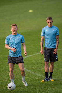Anders Christiansen and Sören Rieks of Malmö FF