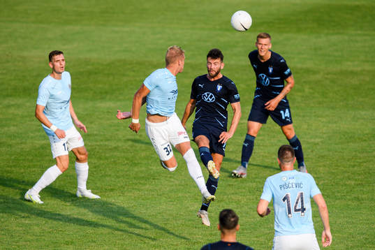 Wesley Nata of Riga and Erdal Rakip of Malmö FF