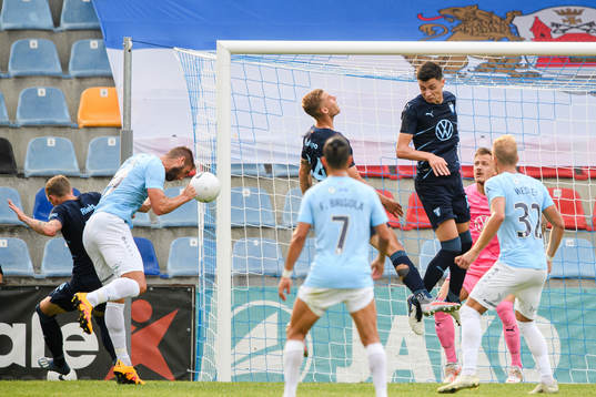 Ivan Paurevic of Riga scores the 1-1 behind goalkeeper