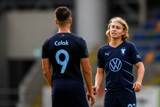 Antonio Colak and Sebastian Nanasi of Malmö FF