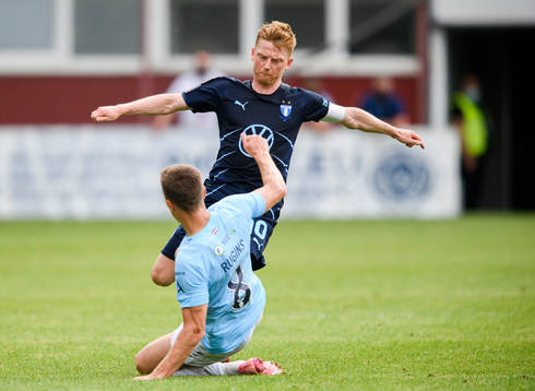 Ritvars Rugins of Riga and Anders Christiansen of Malmö FF