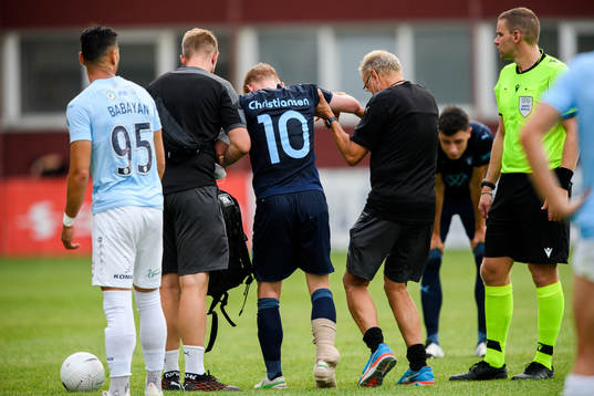 Anders Christiansen of Malmö FF in pain