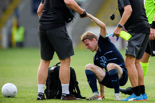 Oscar Lewicki of Malmö FF in pain