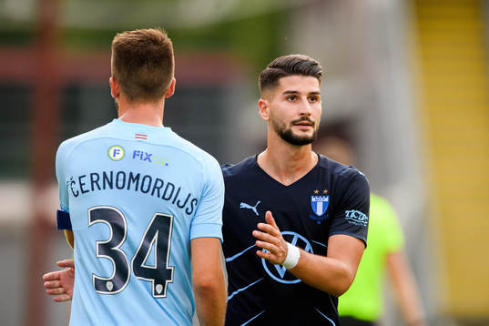 Antonijs Cernomordijs of Riga and Antonio Colak of Malmö FF