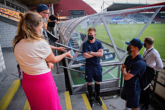 Anders Christiansen of Malmö FF is being interviewed
