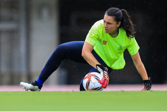Goalkeeper Zecira Musovic of the Swedish national women’s