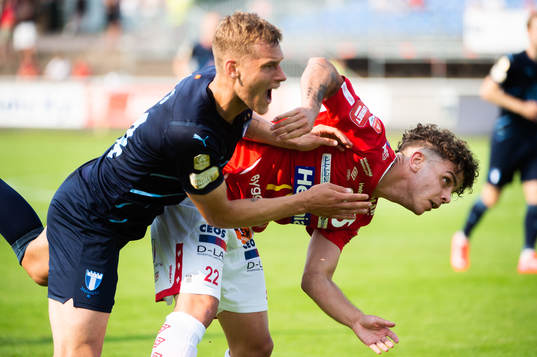 Malmö FFs Felix Beijmo och Degerfors Tufve Östlund