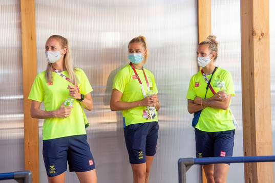 Amanda Ilestedt, Fridolina Rolfö and Nathalie Björn of