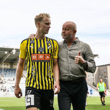 Häckens Gustav Berggren och tränare Per-Mathias Högmo